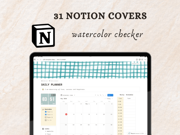 Watercolor Checker Notion Covers