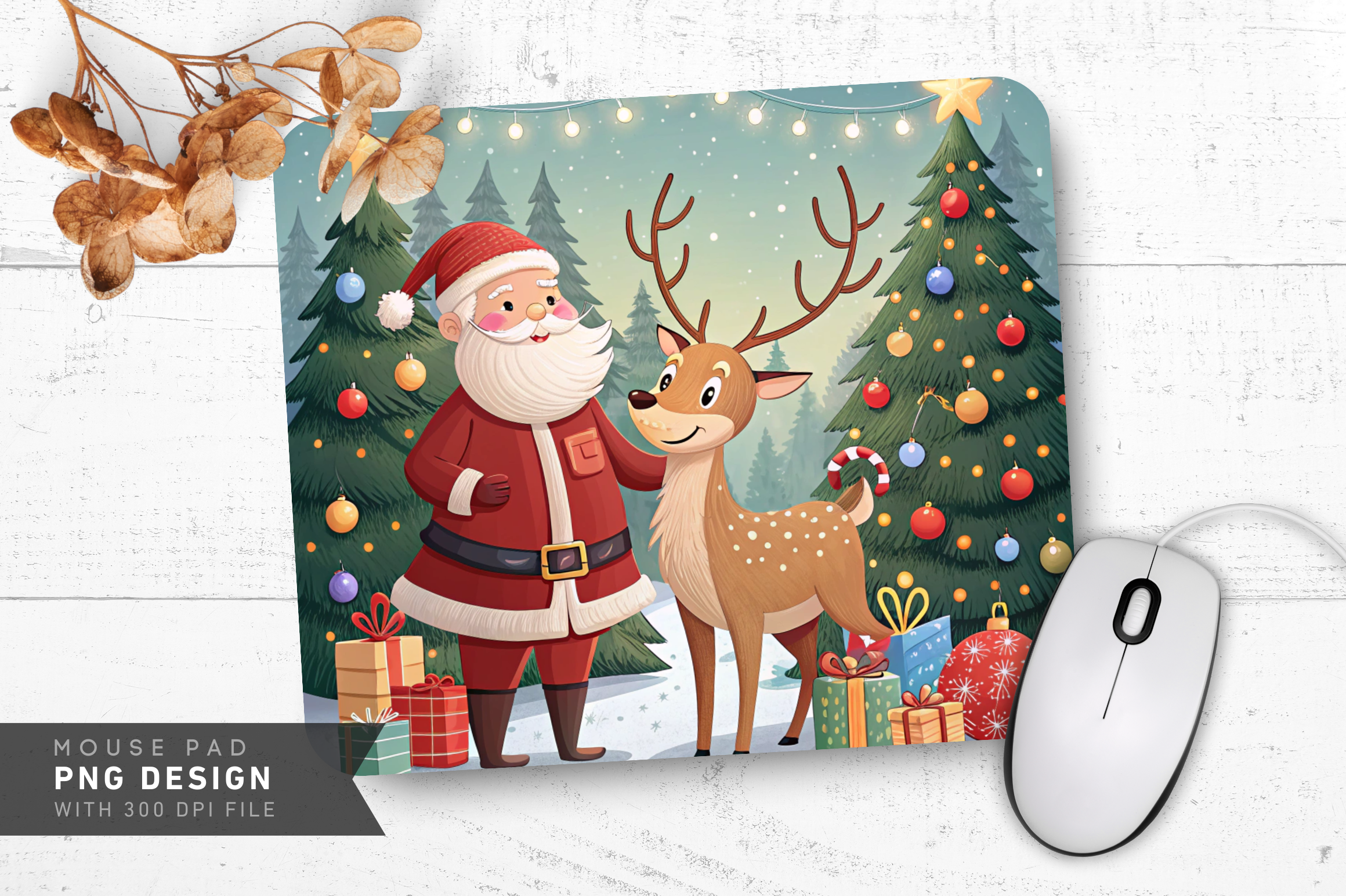 Anta and Reindeer Ornaments Mouse Pad Graphic by Regulrcrative ...