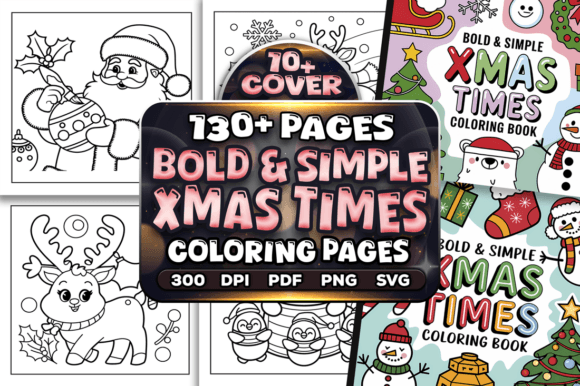130+ Xmas Times Coloring Pages Bundle