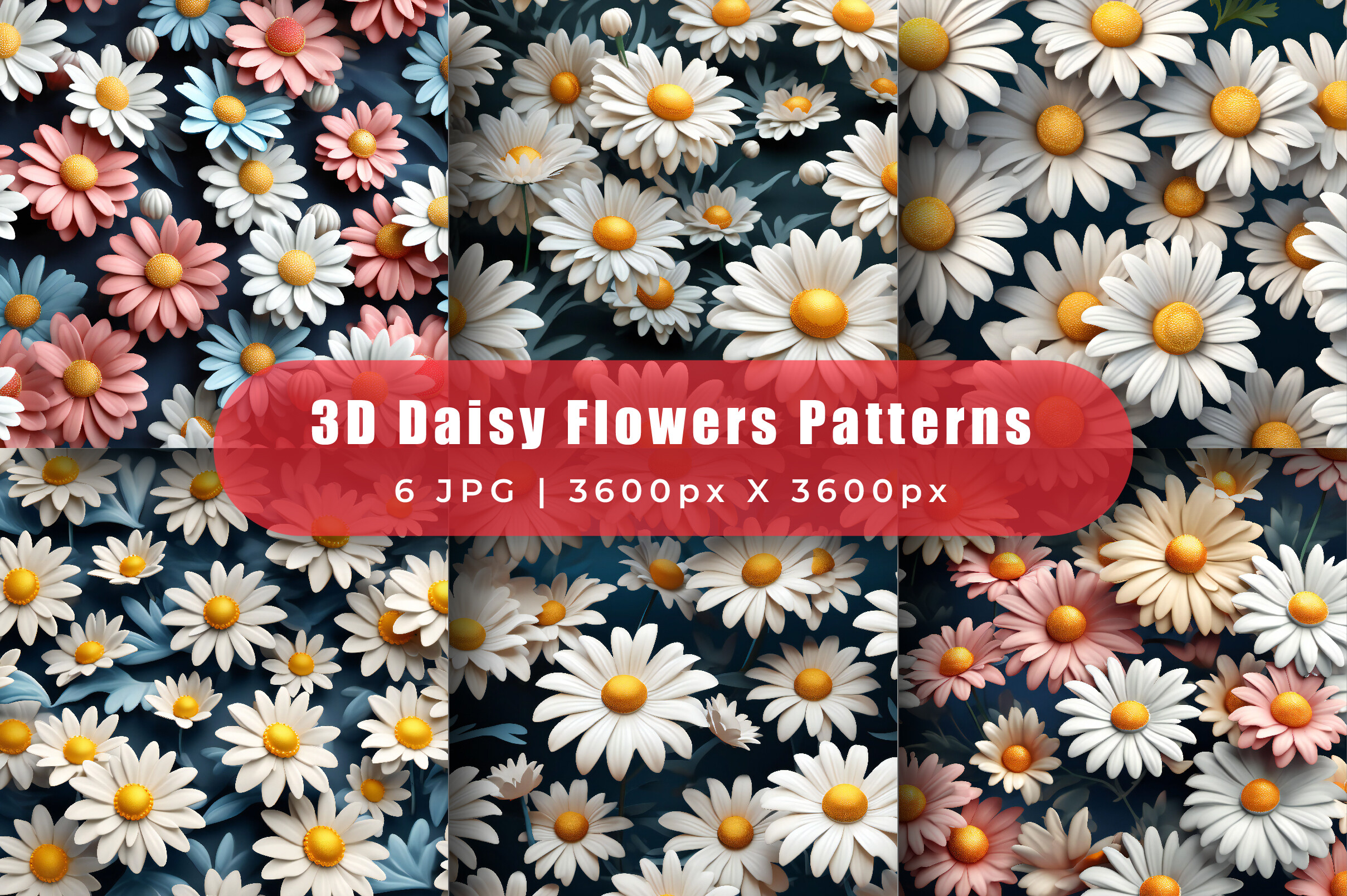 3D Daisy Flowers Digital Papers Graphic by srempire · Creative Fabrica