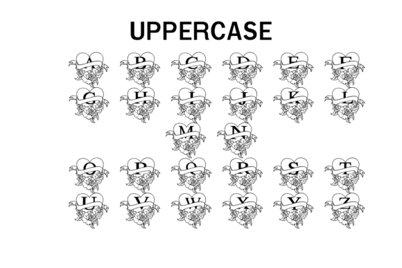 Love Rose Monogram Font PNG with transparent background - Preview 1