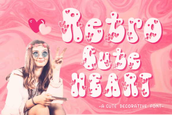 Retro Cute Heart Font PNG with transparent background - Preview 1