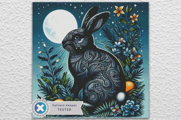 Black Rabbit Cross Stitch Pattern PDF