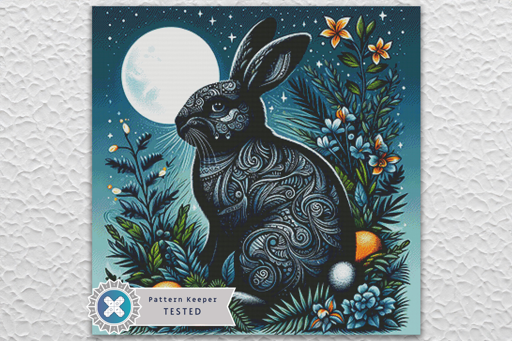 Black Rabbit Cross Stitch Pattern PDF