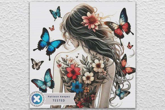 Butterfly Woman Cross Stitch Pattern PDF