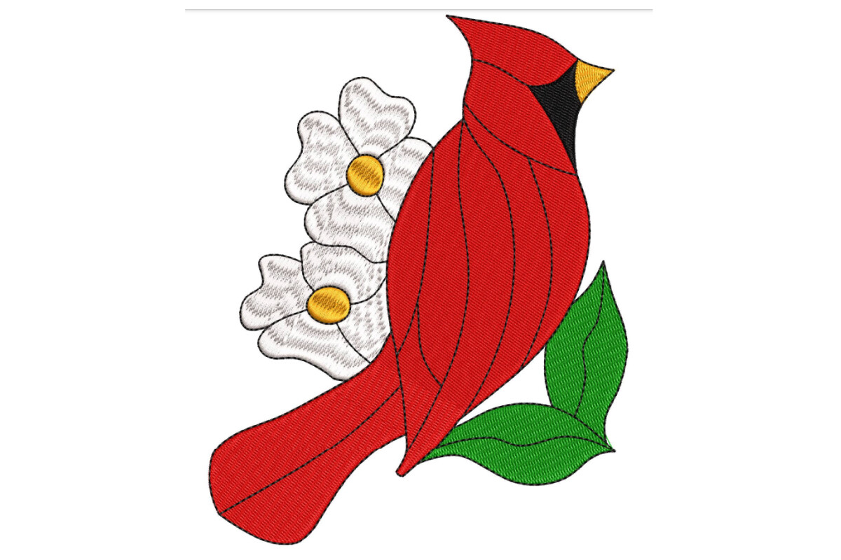 Cardinal Bird with Flower · Creative Fabrica