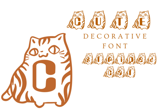 Cute Striped Cat Font - Preview 1