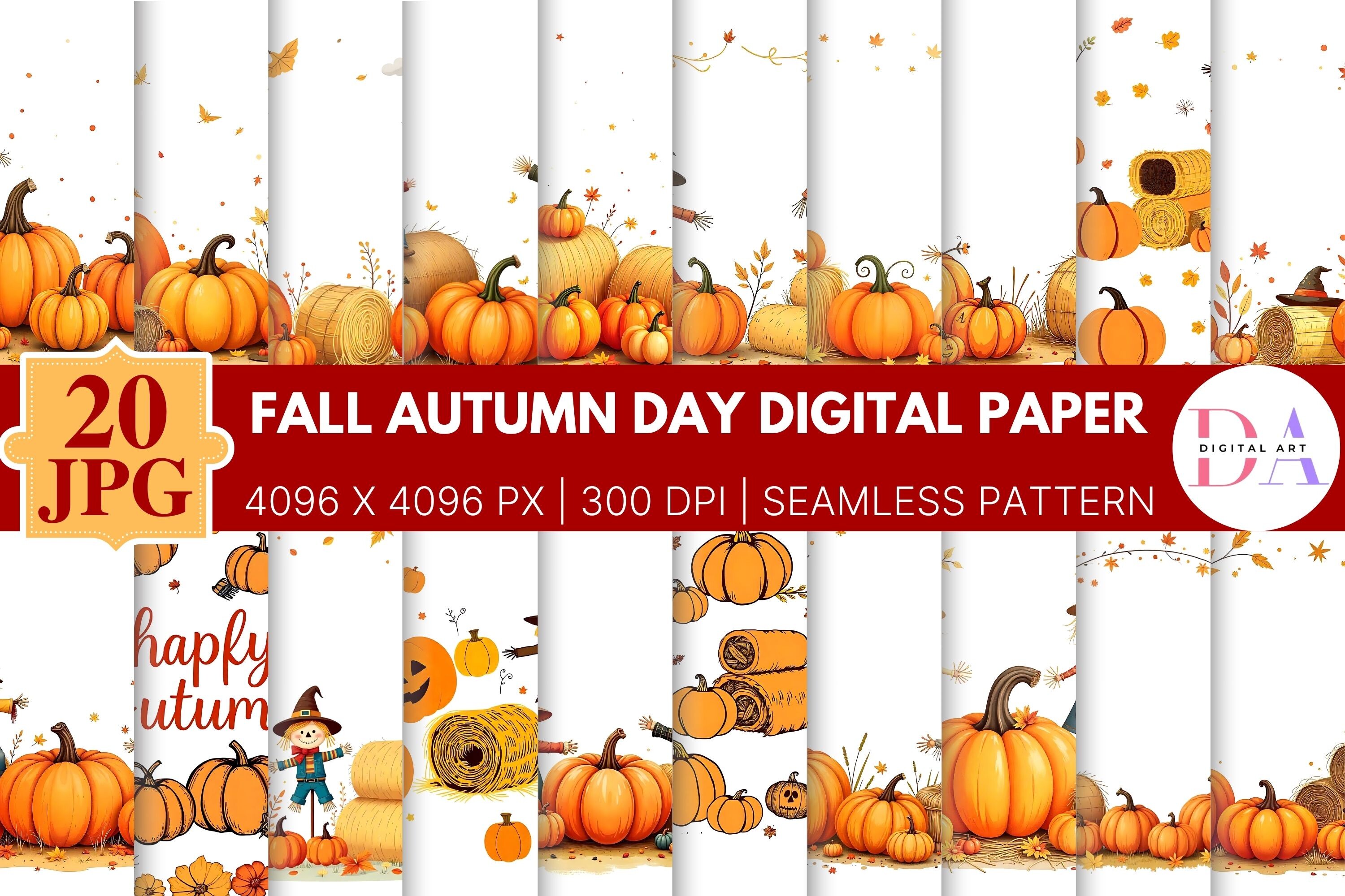 Fall Autumn Day Digital Paper Graphic by DIGITAL ART · Creative Fabrica