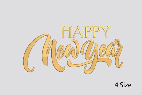 Happy New Year Embroidery Design