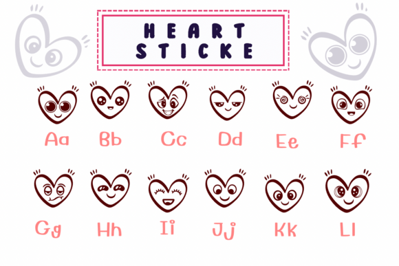 Heart Sticker Font PNG with transparent background - Preview 1