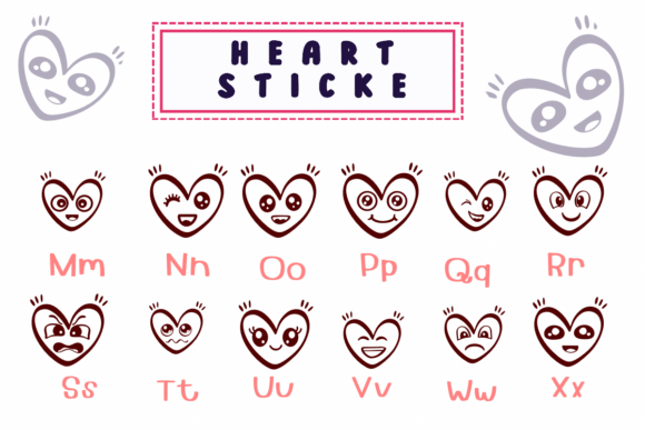Heart Sticker Font PNG with transparent background - Preview 2