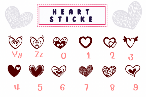 Heart Sticker Font PNG with transparent background - Preview 3