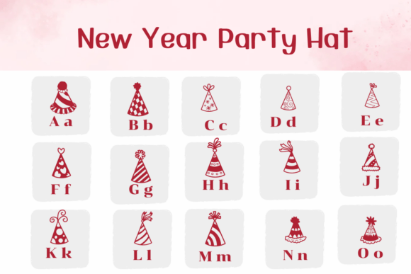 New Year Party Hat Font PNG with transparent background - Preview 1