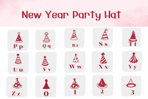 New Year Party Hat Font PNG with transparent background - Preview 2
