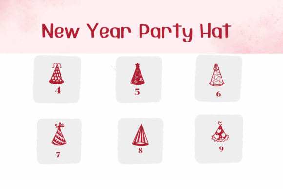 New Year Party Hat Font PNG with transparent background - Preview 3