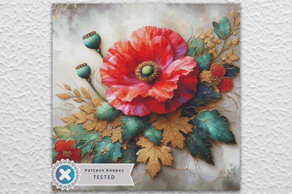 Poppy Flower Cross Stitch Pattern PDF