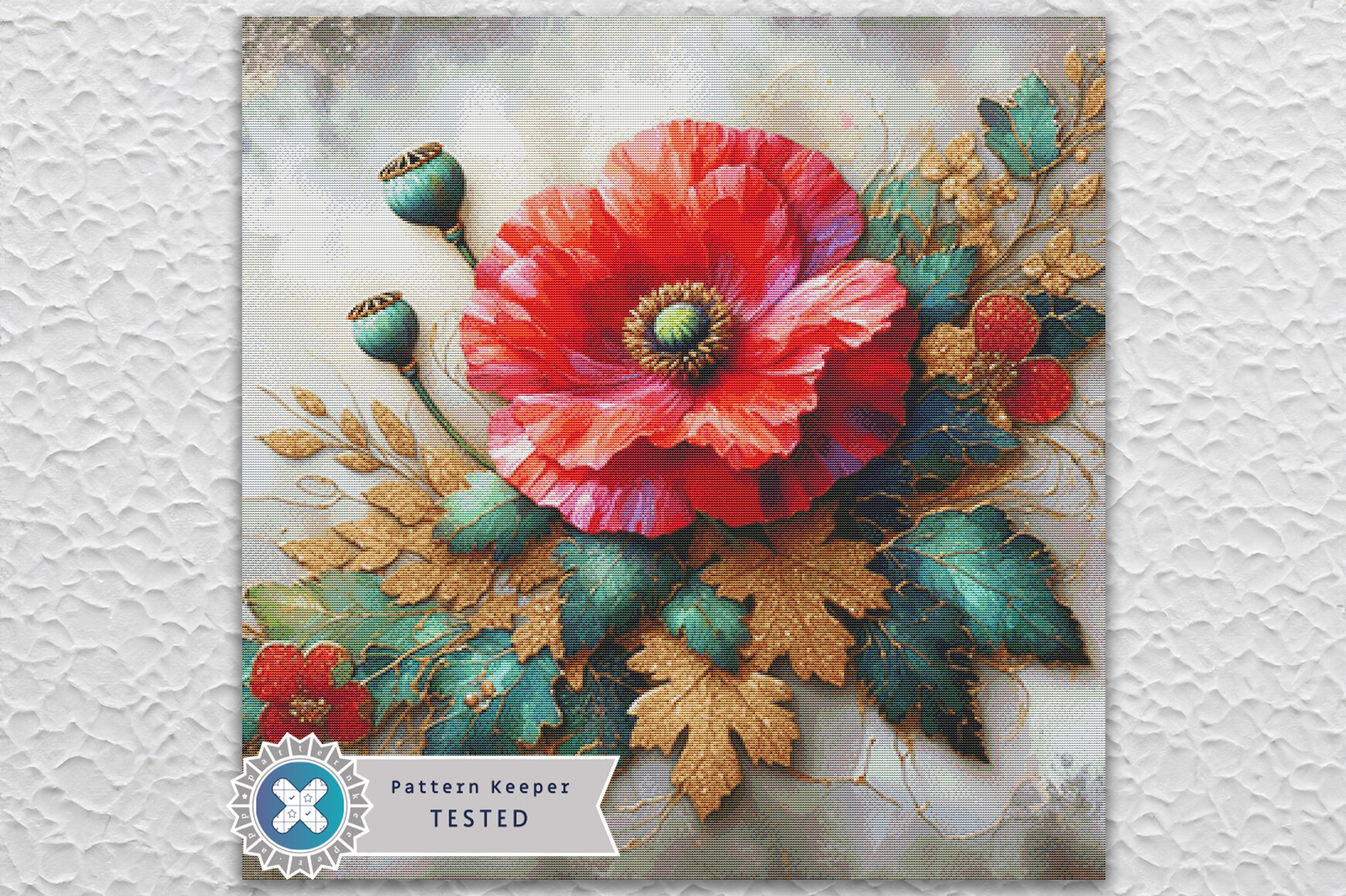 Poppy Flower Cross Stitch Pattern PDF