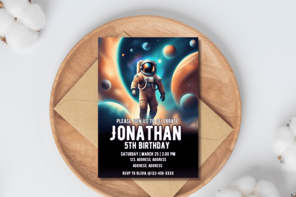 Space Birthday Party Invitation Card