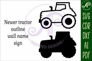 Multilayer Sign Tractor Tractor Outline Two Layer Name Sign · Creative Fabrica