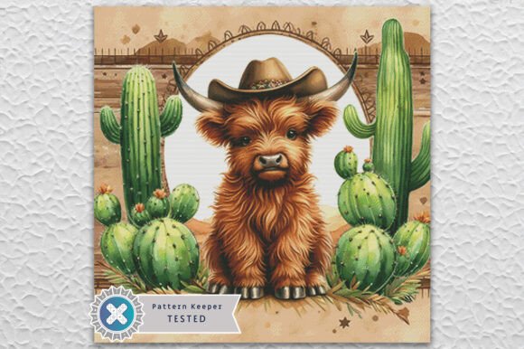 Western Highland Cow Cross Stitch PDF