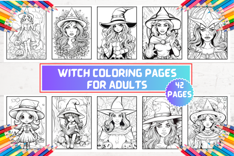 Witch Coloring Pages for Adults
