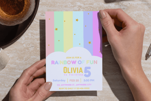 Rainbow Birthday Party Invitation Card