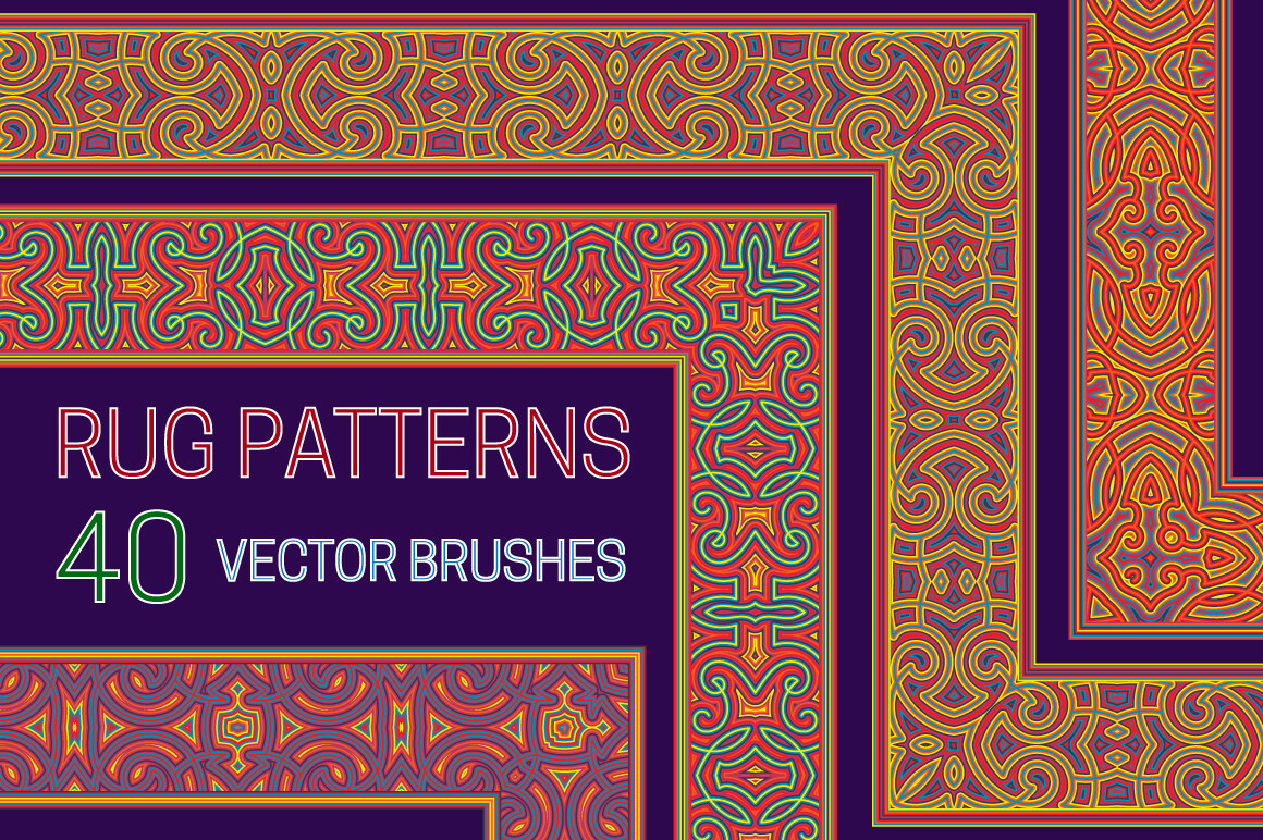40 Rug Patterns Vector Brushes Graphic by yuryfrom · Creative Fabrica