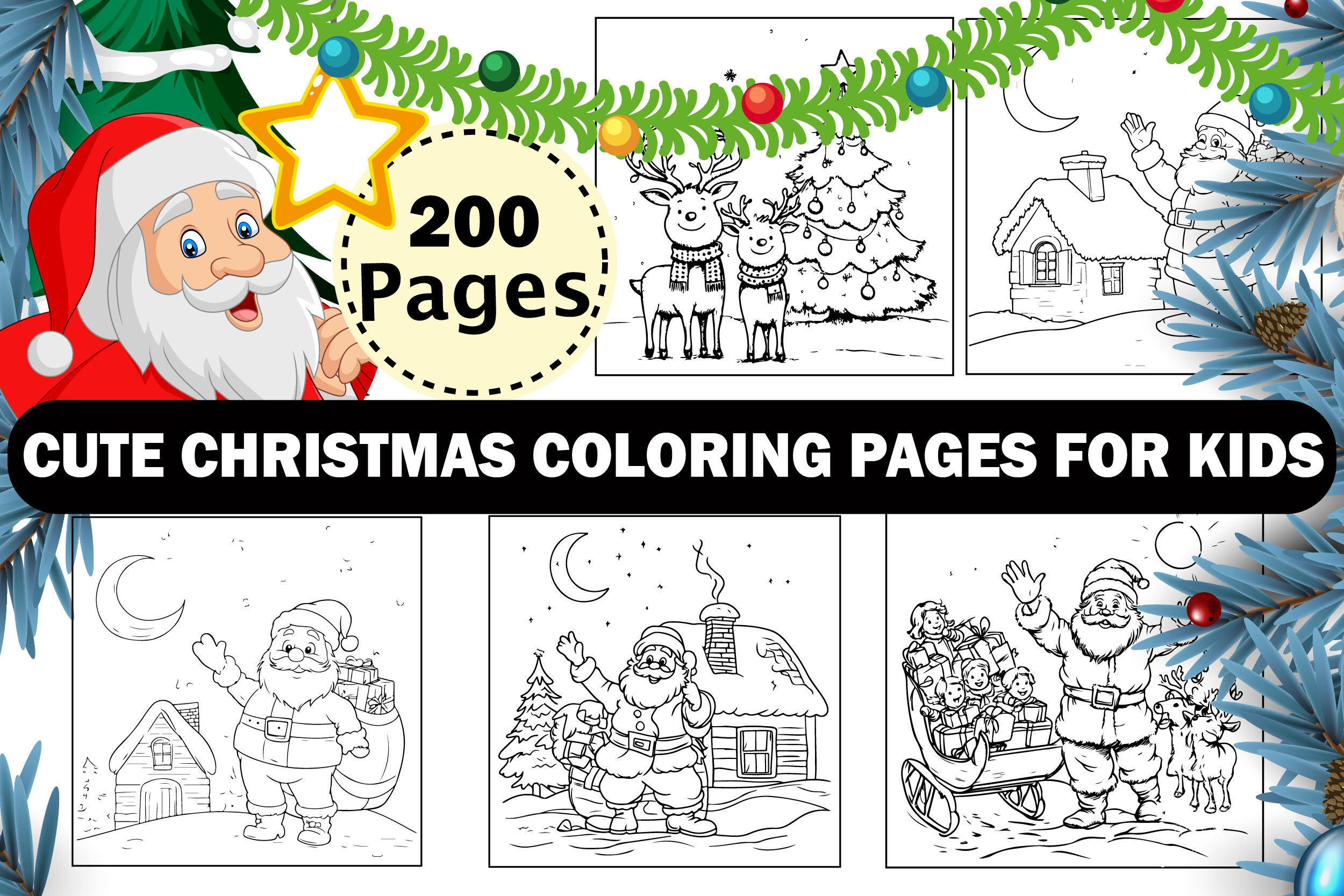 Bold Cute Christmas Coloring Pages Vol-4 Graphic by Nandi Store ...
