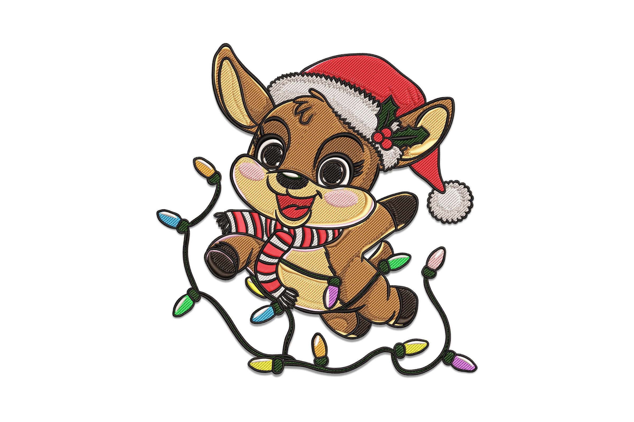 Christmas Baby Deer with Santa Hat · Creative Fabrica