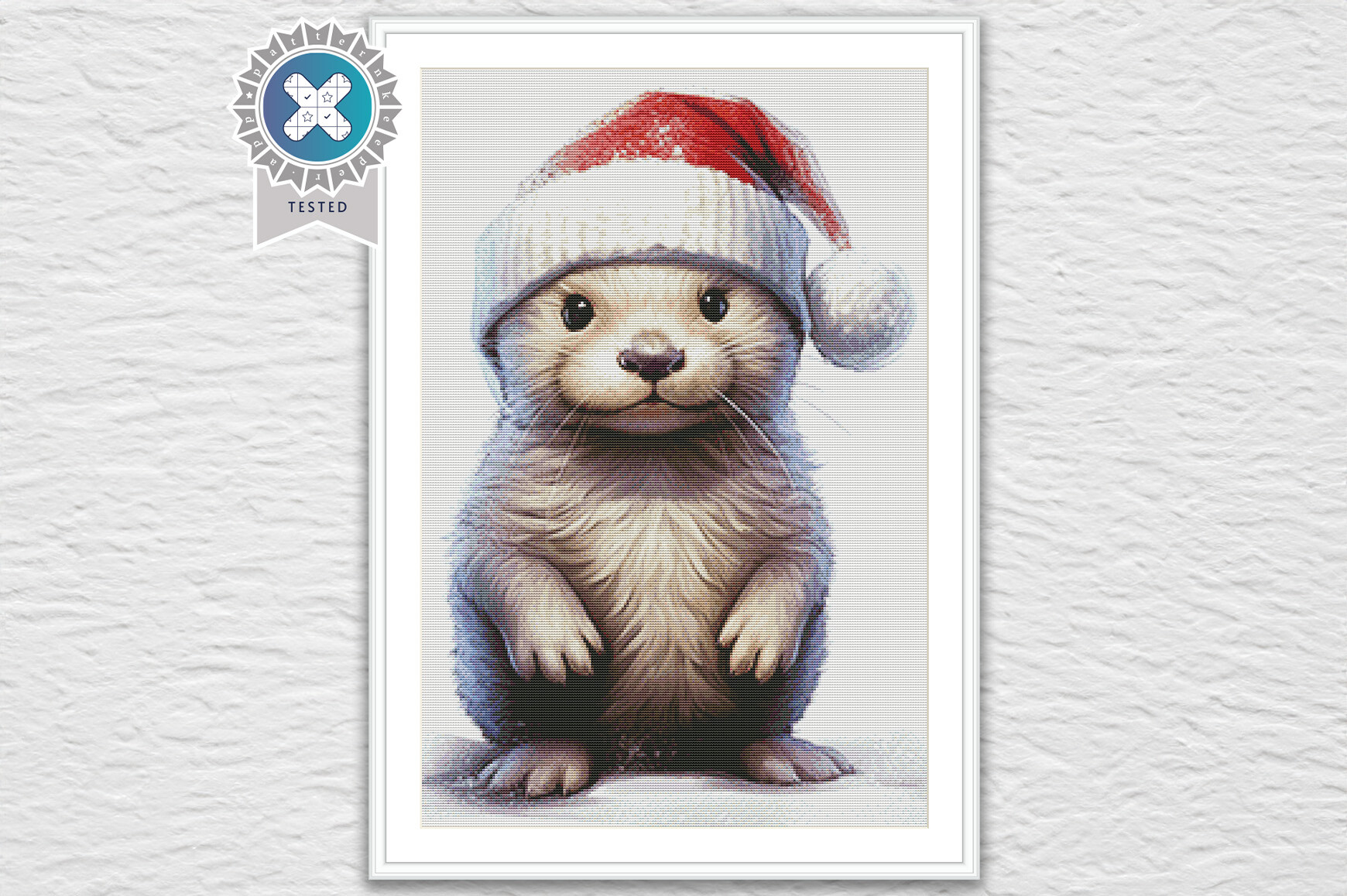 Christmas Otter Cross Stitch Pattern PDF