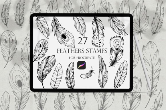 Elegant Feathers Procreate Stamps