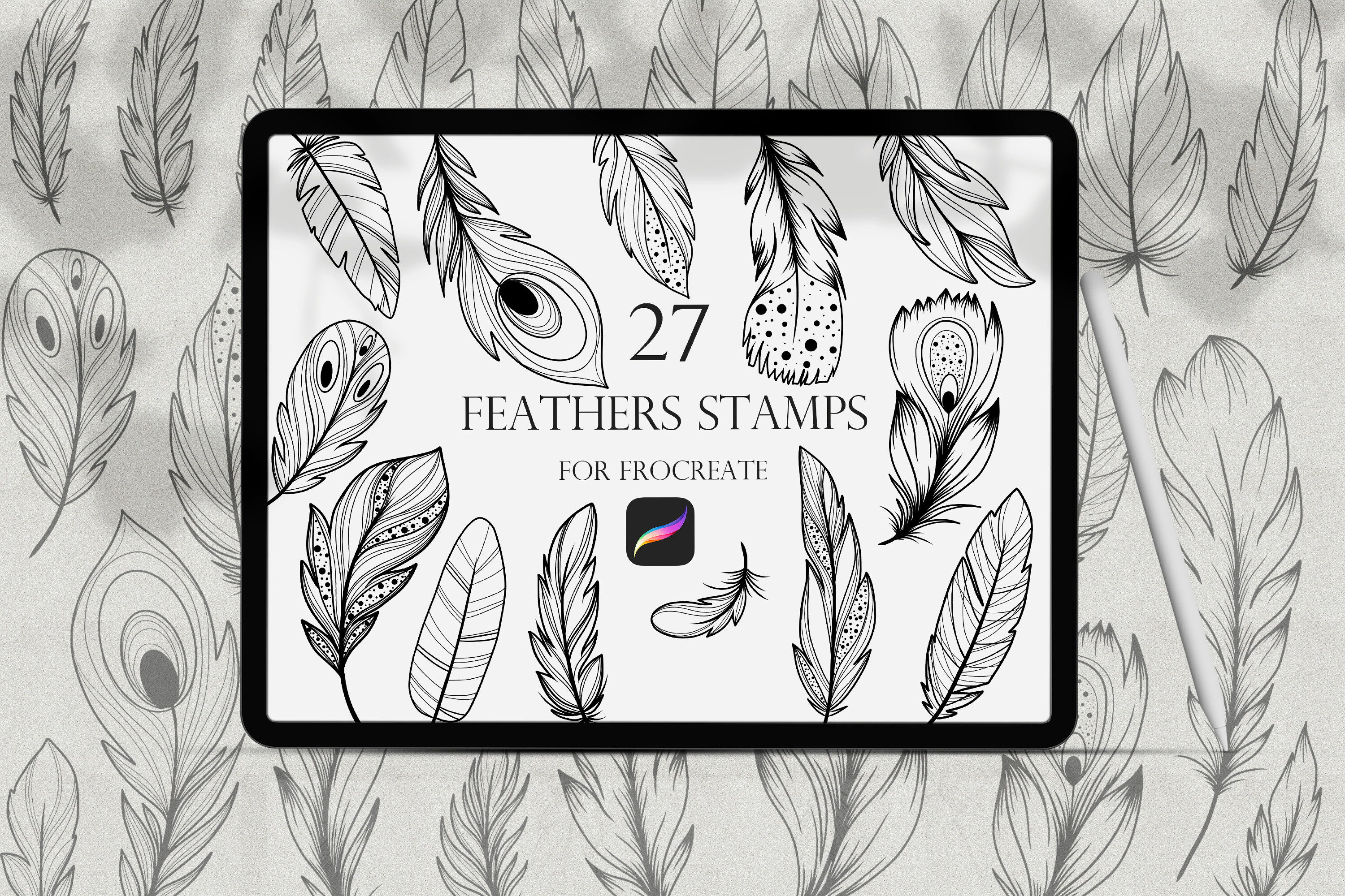 Elegant Feathers Procreate Stamps