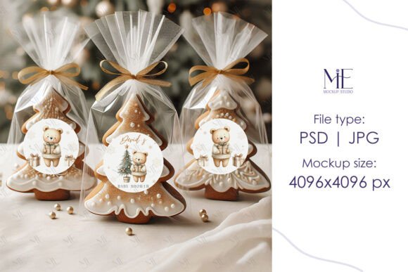 Gift Sticker Mockup, Round Label Mock Up Illustration Étiquettes et autocollants Par Mie Mockup Studio