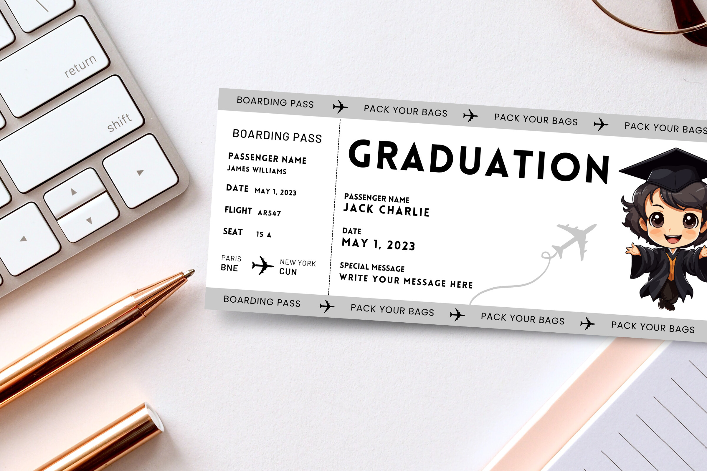 Graduation Boarding Pass Canva Template