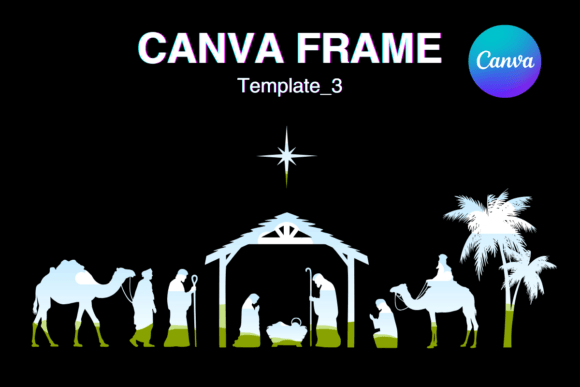 Nativity Scene Canva Frame Border Photo3