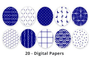 Navy and White Geometric Pattern Papers Graphic by Lemon Paper Lab ...