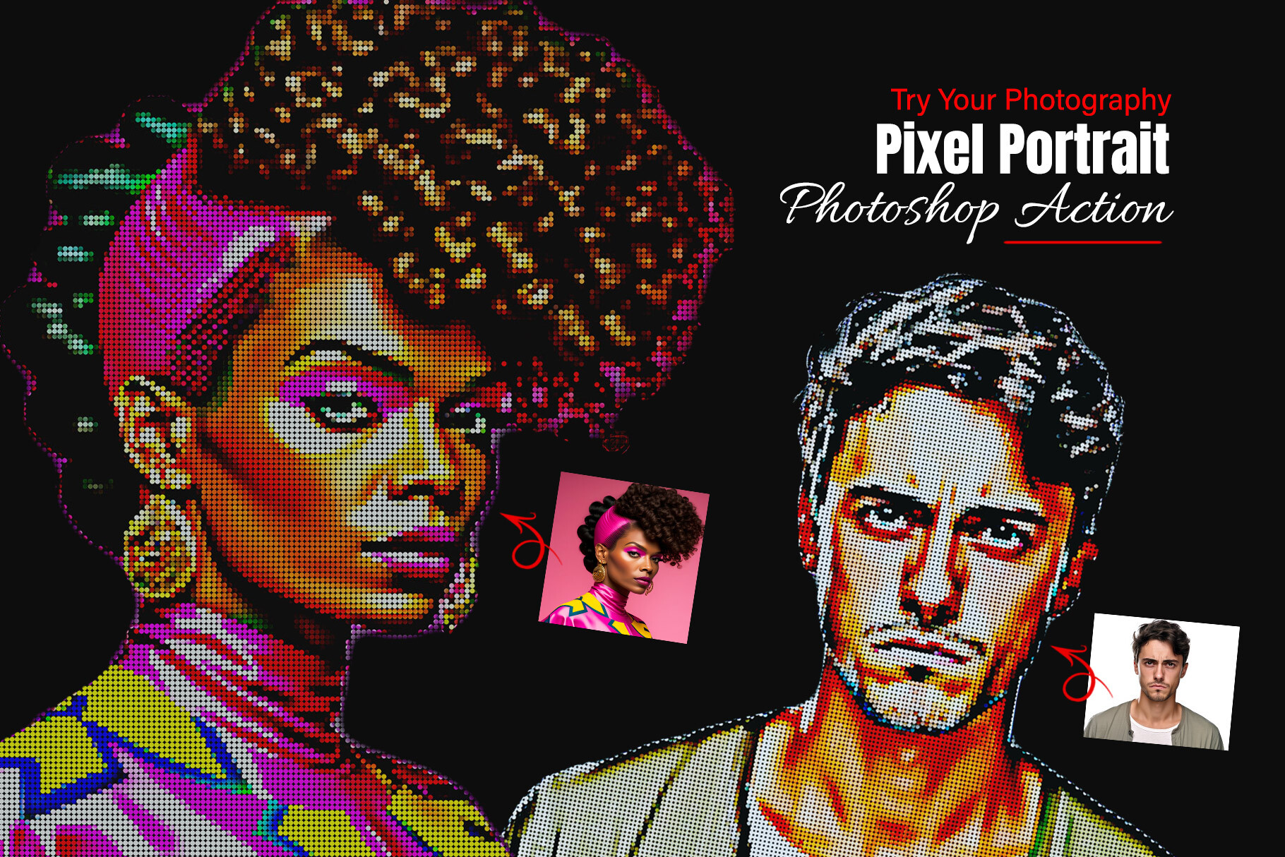 Pixel Portrait Photoshop Action