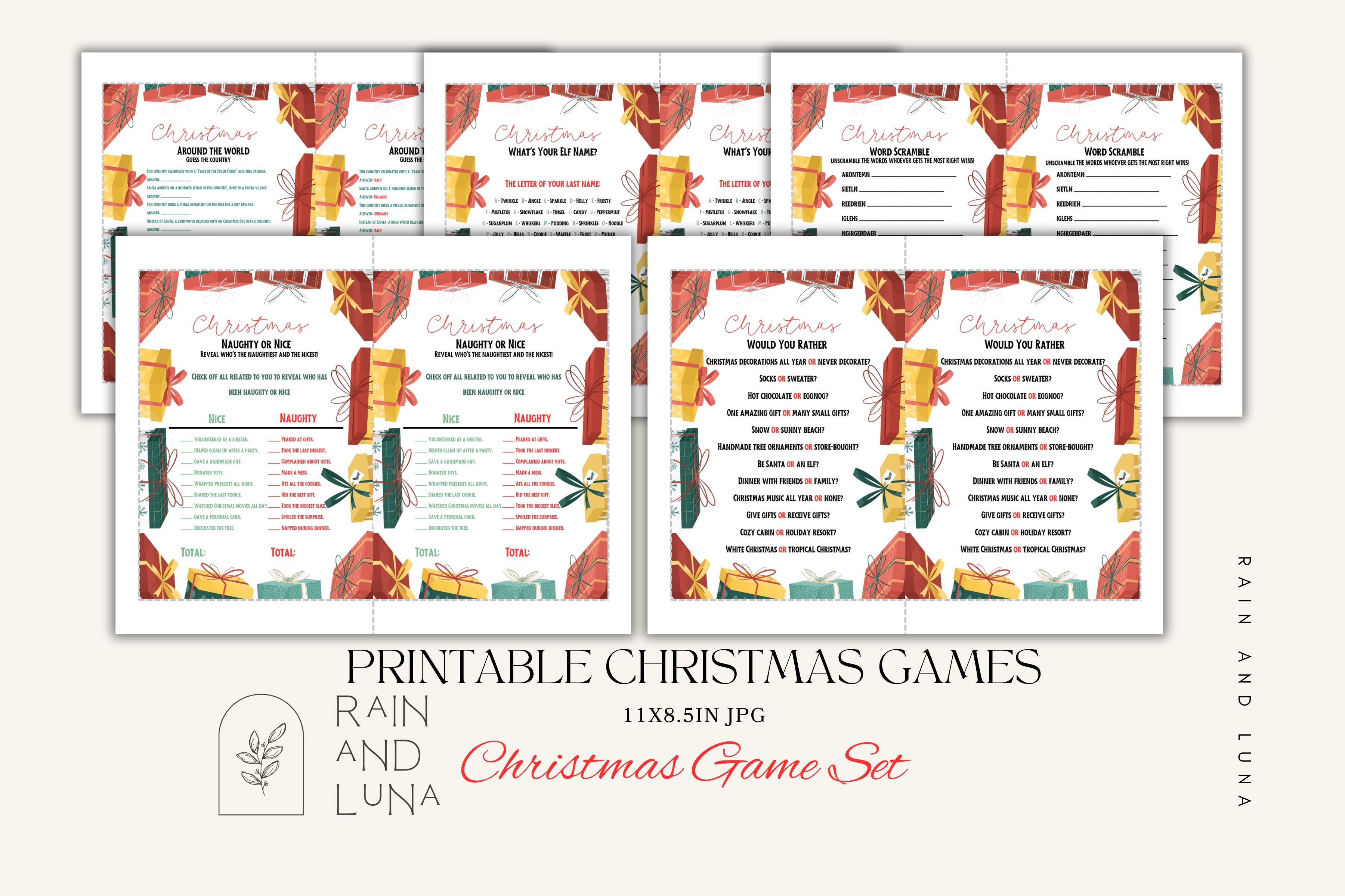 π Ready-to-Print Christmas Games for in