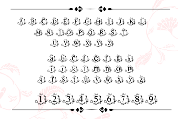 Roses Frame Font PNG with transparent background - Preview 1