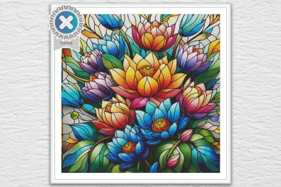 Stained Glass Flowers Cross Stitch PDF
