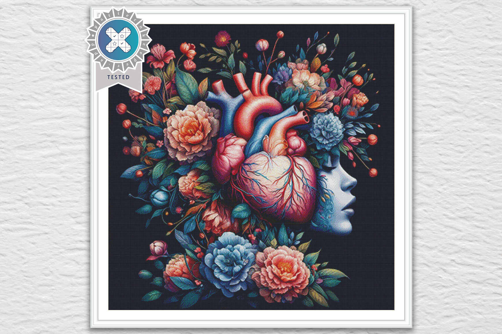 Surreal Floral Heart Cross Stitch PDF
