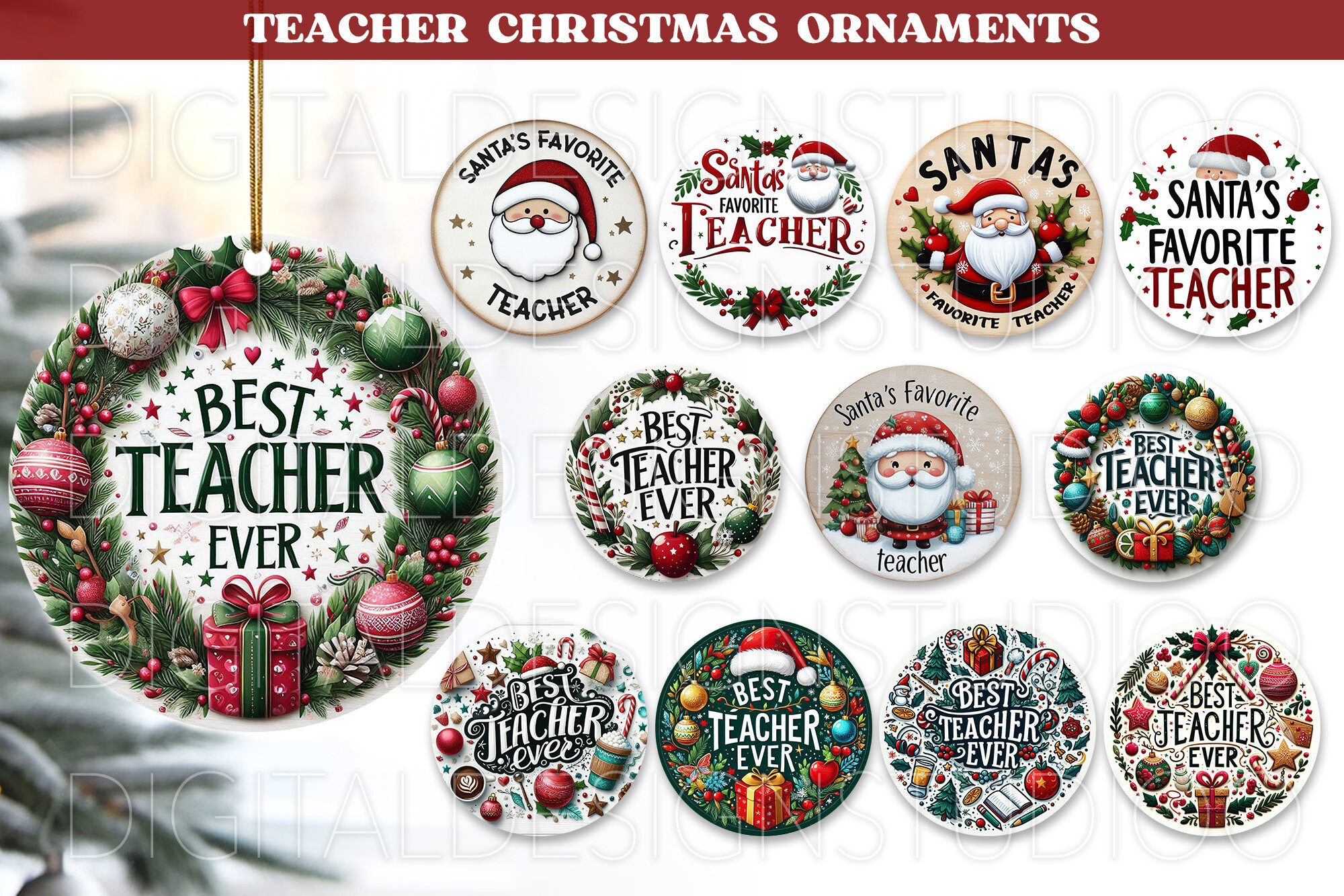 Teacher Christmas Ornament Png, Teacher