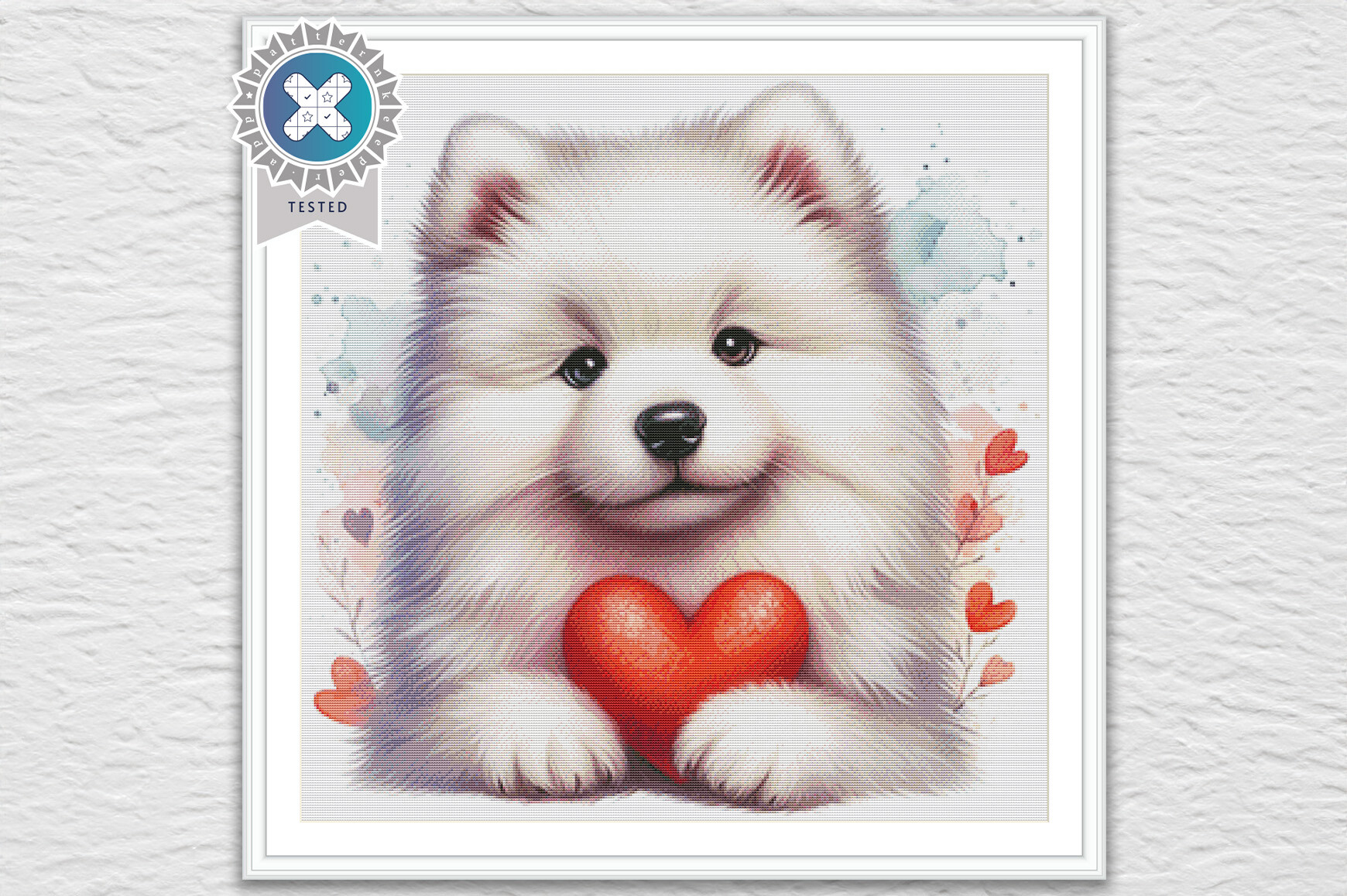 Valentine's Puppy Cross Stitch Pattern