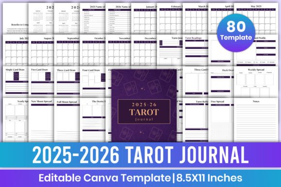 2025-2026 Tarot Journal Canva Kdp