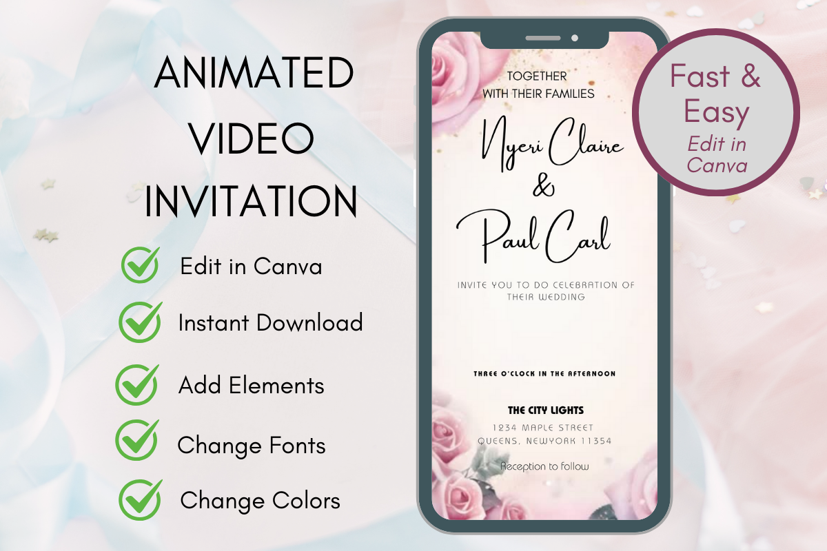 Animated Wedding Video Invitation Canva