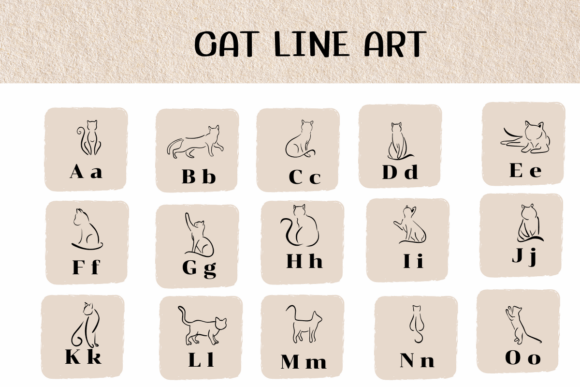 Cat Line Art Font - Preview 1