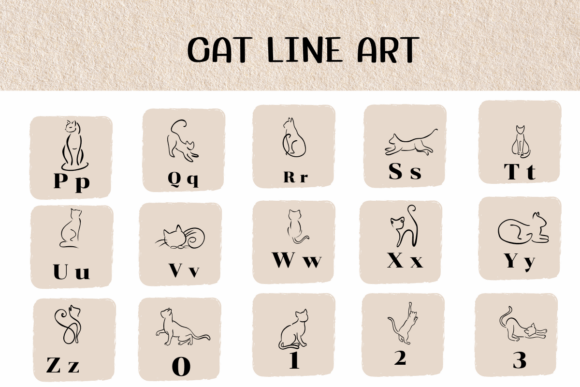 Cat Line Art Font - Preview 2