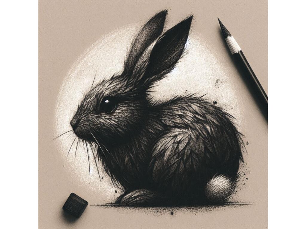 🖤 Charcoal Rabbit on Textured Paper Graphic by clipartguru · Creative ...
