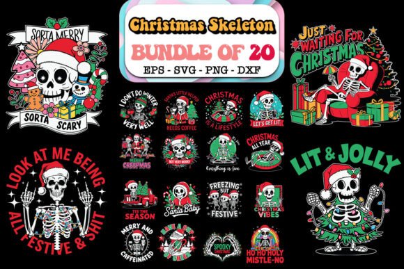 Christmas Skeleton SVG Bundle Graphic Print Templates By Graphistic