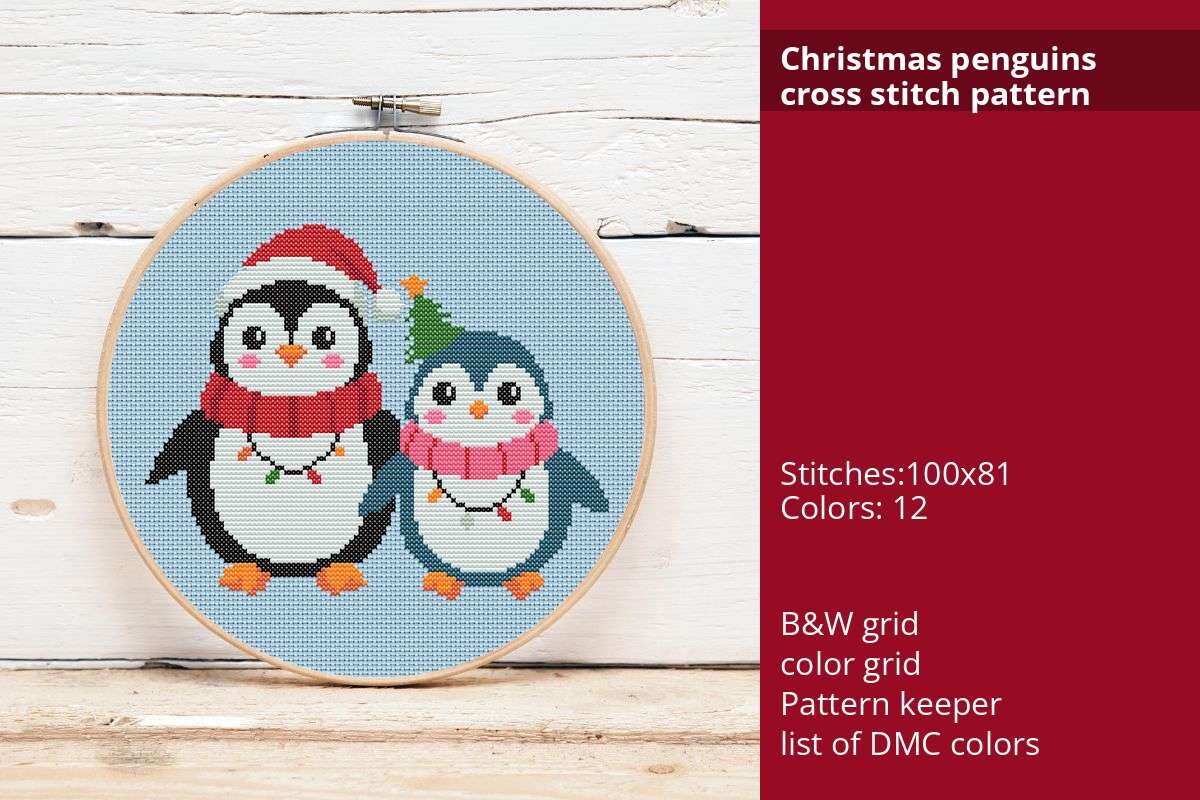 Christmas Penguins Cross Stitch Pattern